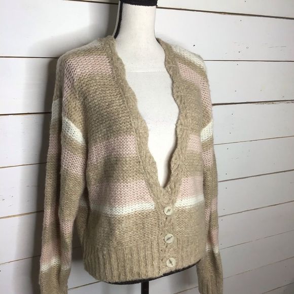 New Free People Fine Time Cardigan Sweater Latte - Picture 2 of 8